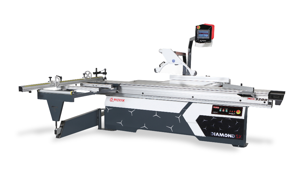 MZK 3200 DIAMOND SX – Circular Industrial de formatizat si debitat PAL MDF Lemn cu masa mobila 3200 mm, incizor, control PLC si reglaje complet motorizate